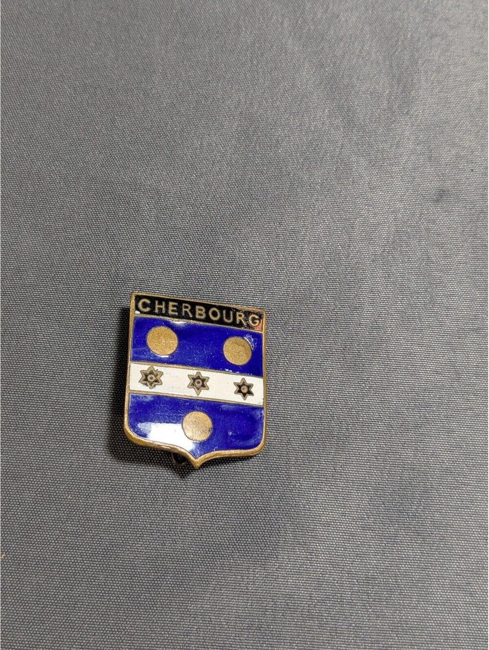 Vintage Cherbourg Enamel Shield Pin Badge